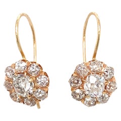 1920s Art Deco 3.50 Carat Diamond Drop Earrings in 18 Karat Yellow Gold 