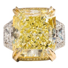 Michael Beaudry GIA Certified 21.57 Carat Fancy Yellow Diamond Ring in Platinum