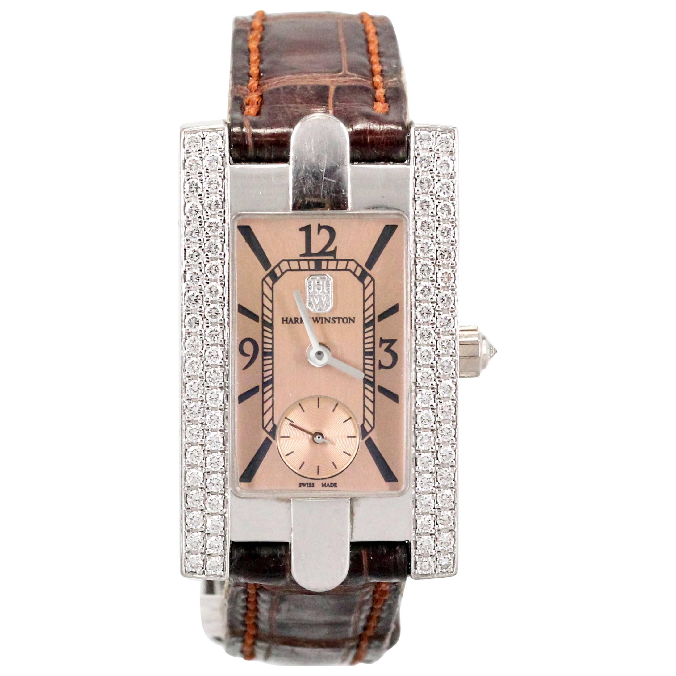 Harry Winston Lady's White Gold Diamond Avenue Quartz Wristwatch