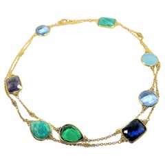 Judith Ripka 18K Yellow Gold  Neck Chain with Mixed Colored Stones