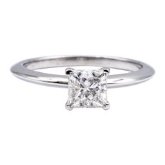 Tiffany & Co. Platinum Diamond Engagement Ring .93 Ct Princess Cut Solitaire