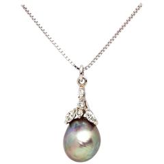 Pearl Diamond Gold Pendant Necklace