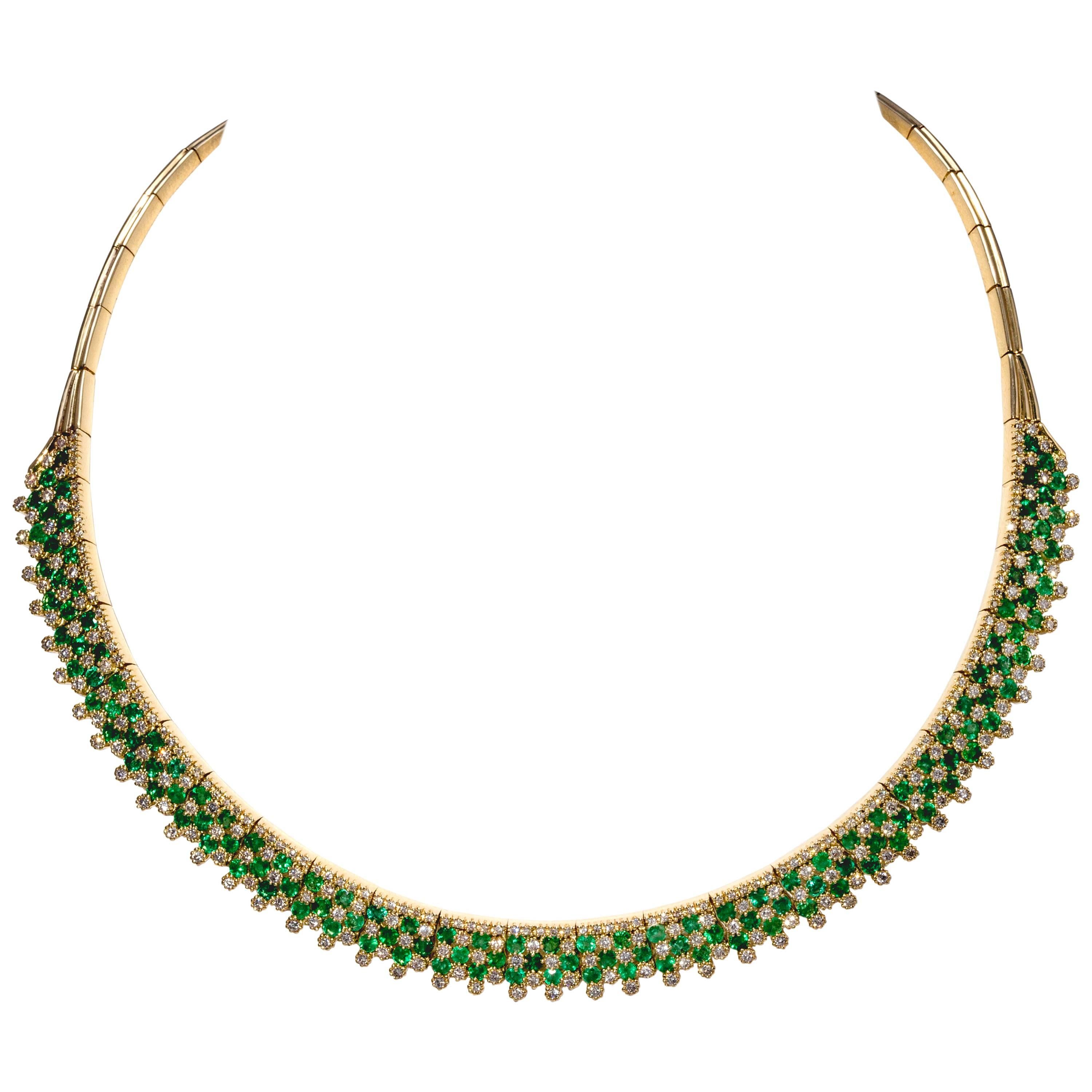 Emerald Diamond Gold Necklace