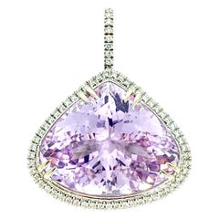 GIA Certified Rare 60 Carat Heart Brilliant Purple-Pink Kunzite Diamond Pendant