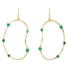 Susan Lister Locke Oyster Earrings with 0.60 Carat Emeralds in 18kt Gold