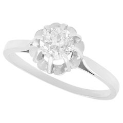 Antique French Diamond White Gold Solitaire Engagement Ring, circa 1920
