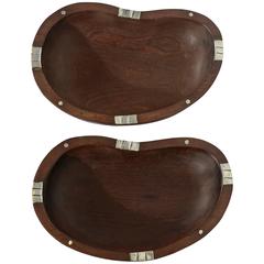 Pair of Wood and Silver Dishes by William Spratling
