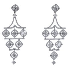  Boucles d'oreilles chandelier en diamant coussin de 8,50 carats