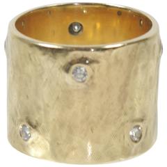 Diamond  Gold Ring with Floating Diamonds Size 6
