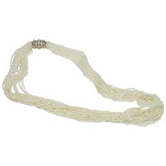 Fresh Water Pearl Multi-Strand Necklace with Yellow Gold Diamond Clasp