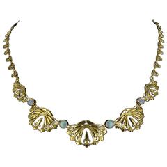 1900s French Opal Gold Drapery Necklace 12