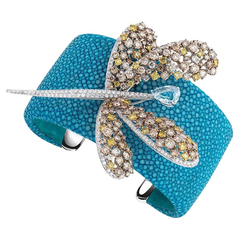 Damiani Butterfly Diamond Gold Brooch Convertible Pendant / Bracelet