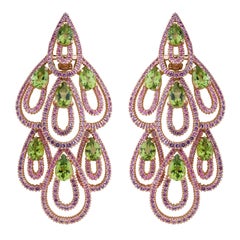 Damiani Pink Sapphire and Peridot Earrings