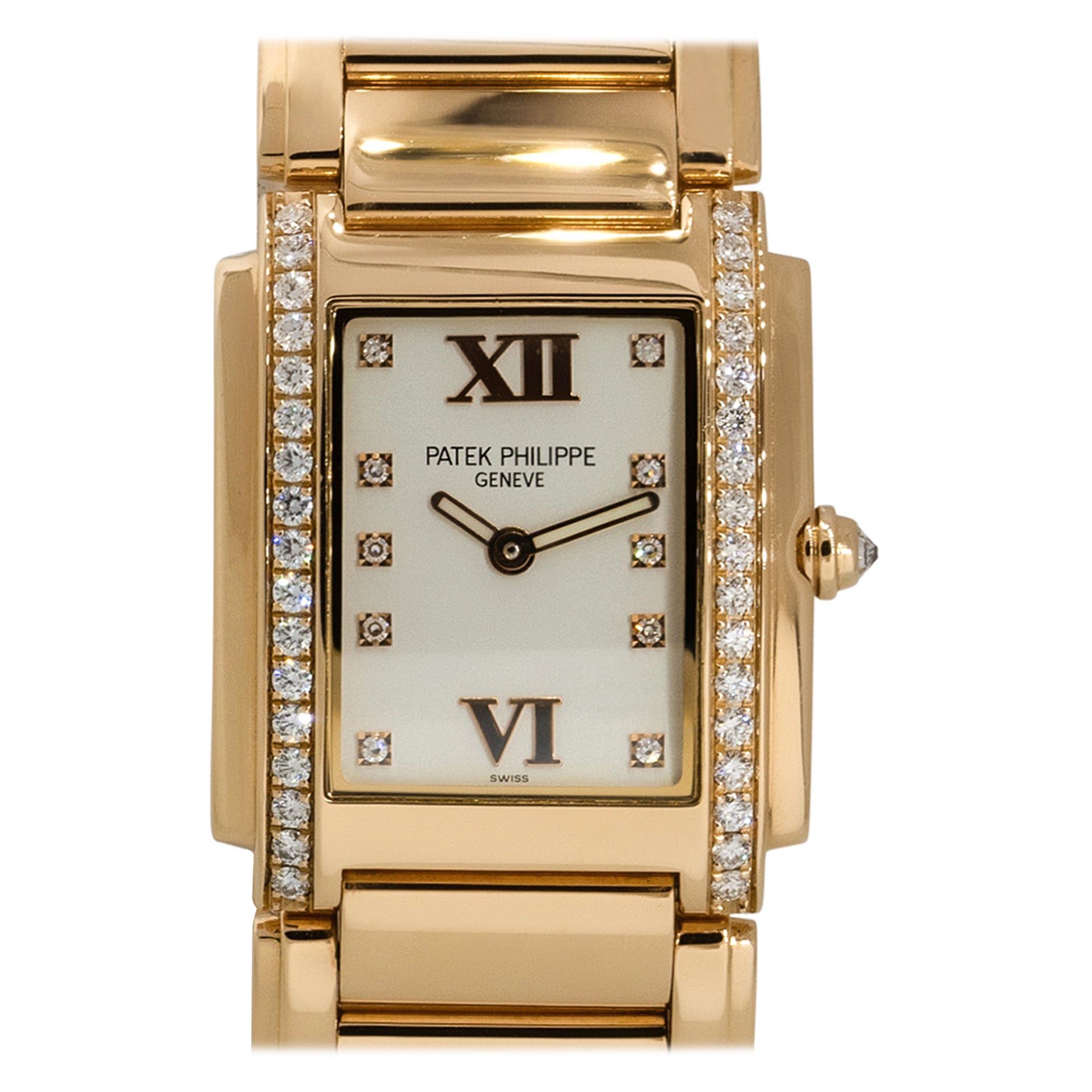 Patek Philippe 4910/11 18k Rose Gold Silver Dial Diamond Watch