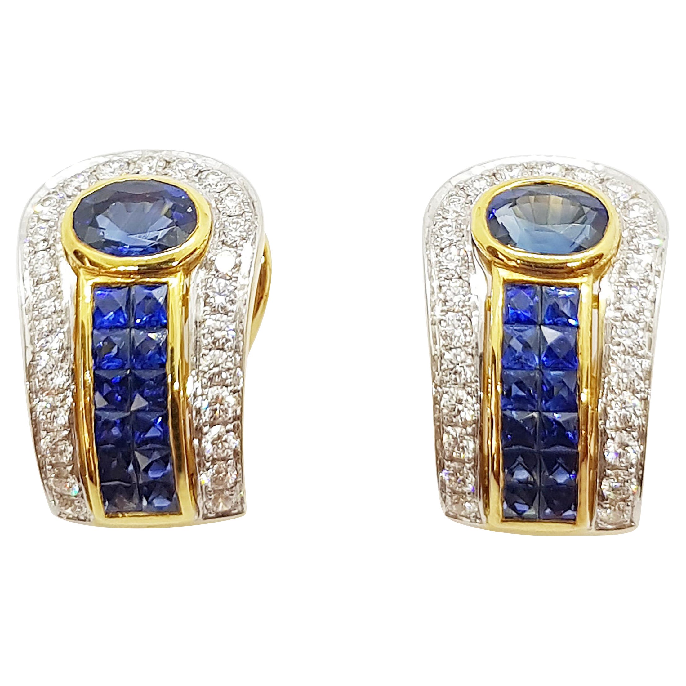 Studio Rêves Ear Cuffs with Diamonds and Blue Sapphire in 18 Karat Gold ...