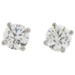 Tiffany & Co. 1.46 Carat Diamond Platinum Stud Earrings 