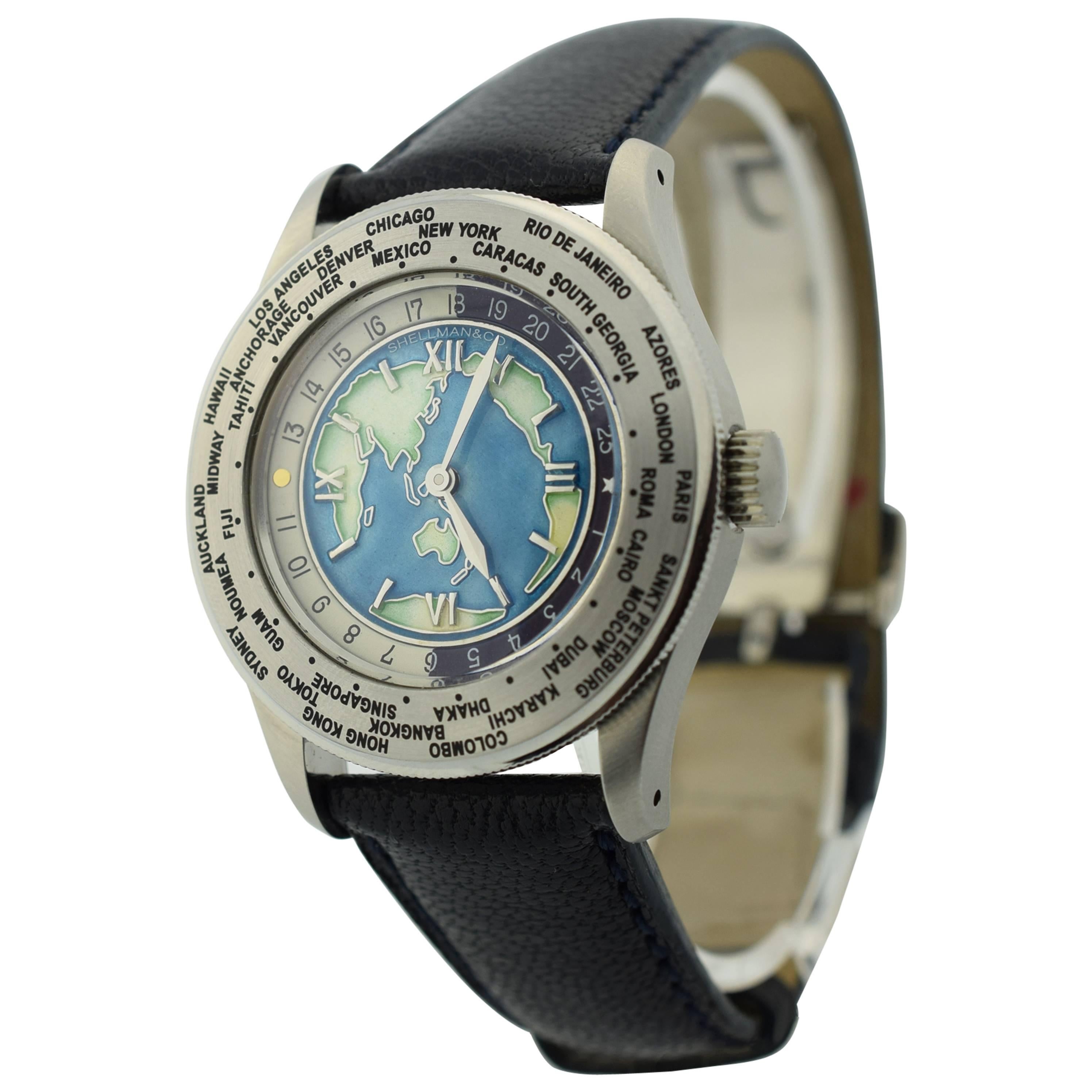 Shellman Silberblech Weltzeit Minute Repeater Quarz-Armbanduhr