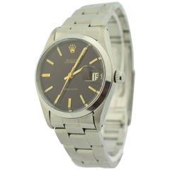 Rolex Stainless Steel Oyster Date Tropical Black Brown Dial Wristwatch