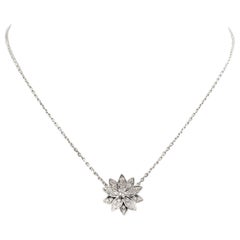 Van Cleef & Arpels 'Lotus' White Gold Diamond Pendant Necklace