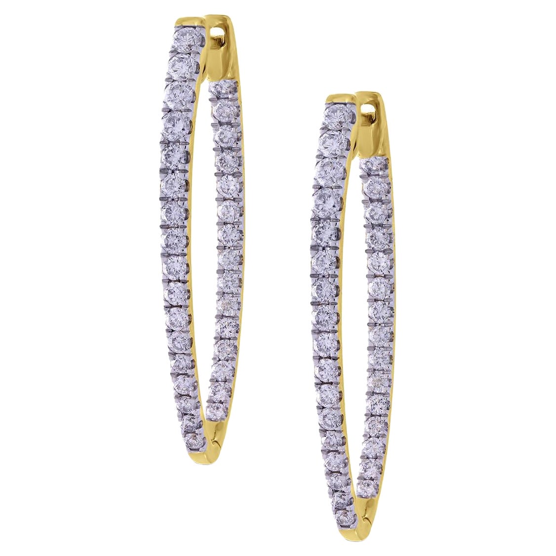 Embellished Diamond Hoop Earrings Made in 18k Yellow Gold For Sale