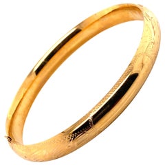 14K Yellow Gold Engraved Bangle Bracelet