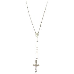 Antique Sterling Silver Rosary Necklace, Catholic Rosary for Church All Sterling