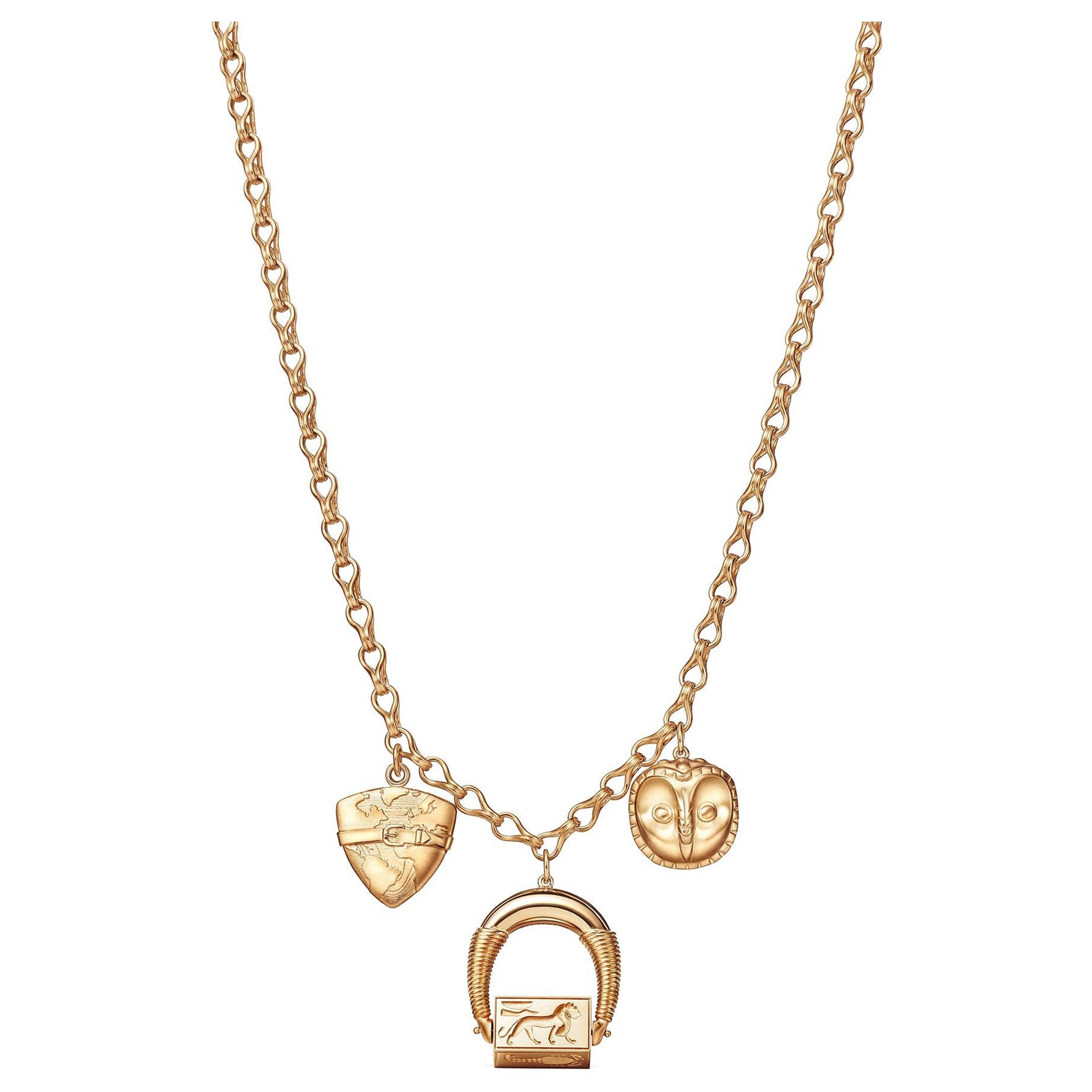 Amulet Egypt Greek Peruvian Charm Necklace 18k Fairmined Ecological Yellow Gold For Sale