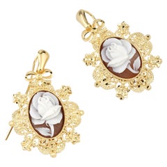 Cameo Italiano Roses on Sea shell cameo earrings.