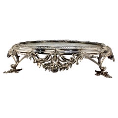 Large Antique George II or Rococo Silver Plated Table or Centerpiece Plateau