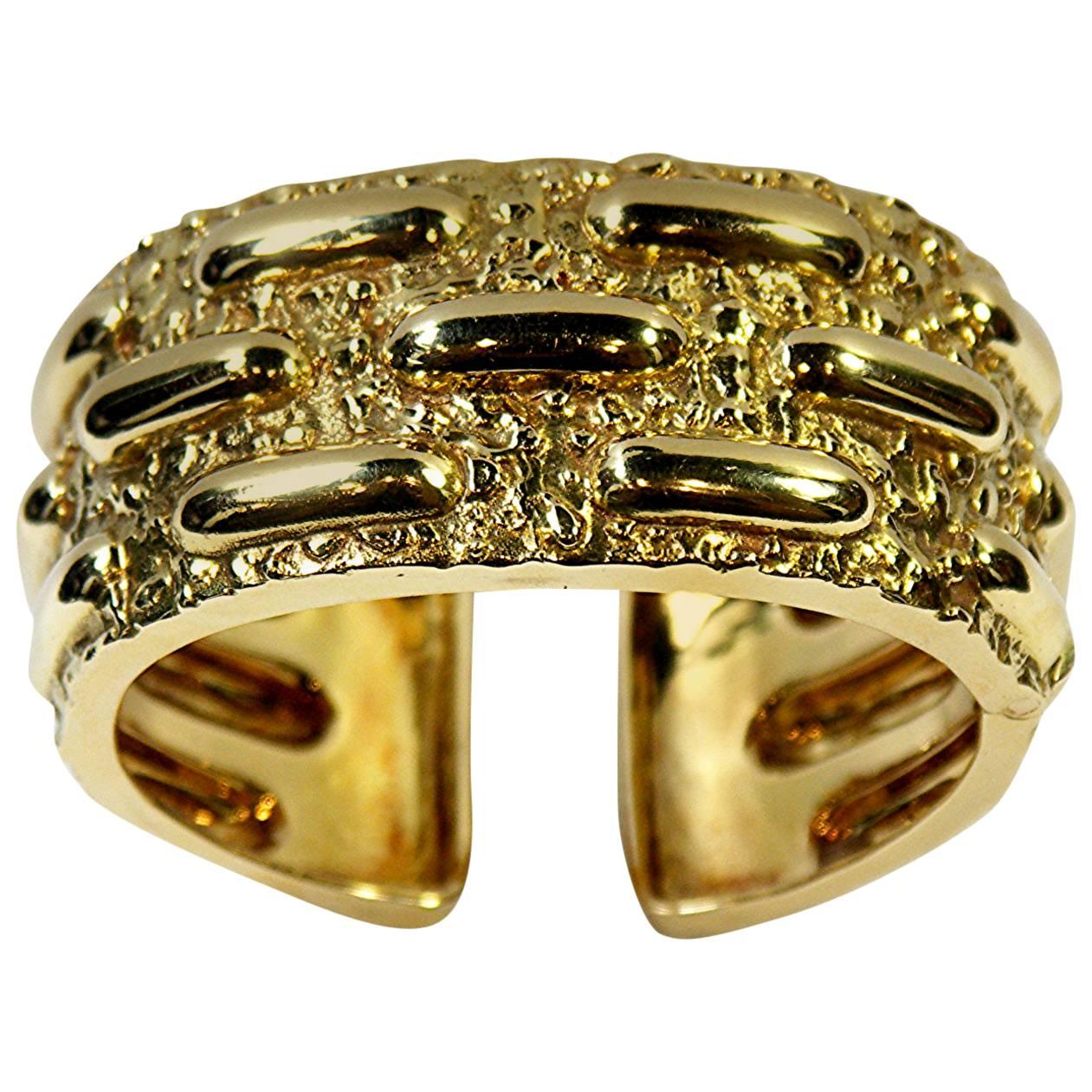 David Webb Textured Gold Cuff Bracelet