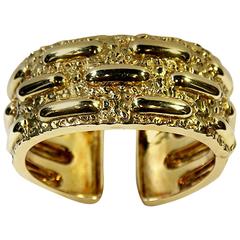 David Webb Textured Gold Cuff Bracelet 8