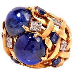 Natural Sapphire Diamond Gold Ring