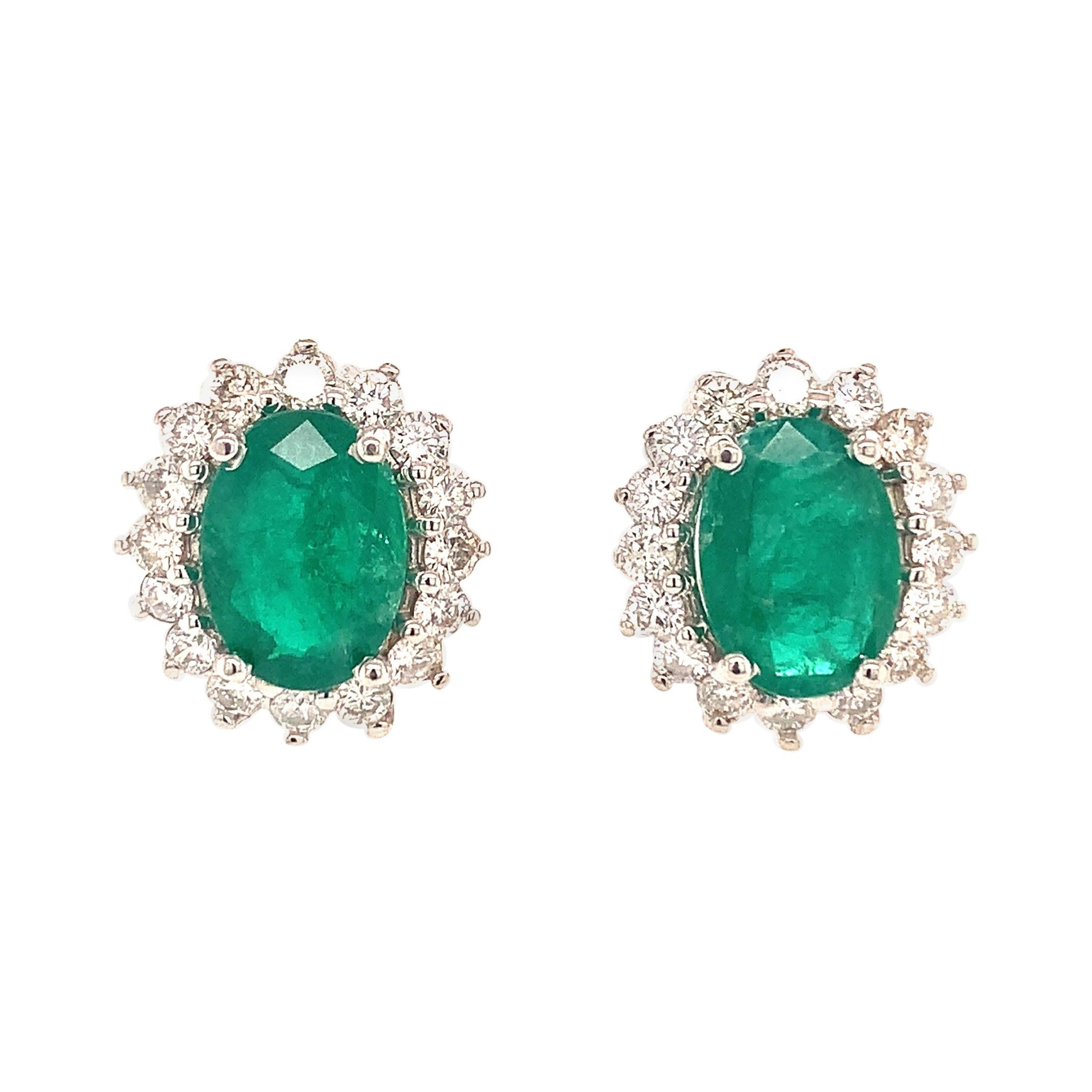 Natural Emerald Diamond Earrings 14k Gold 5.03 TCW Certified For Sale