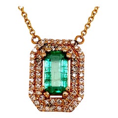Natural Emerald Diamond Necklace 14k Gold 1.21 Tcw Certified