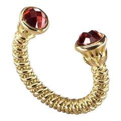 18 Karat Gold and 3.50 Carat Garnet Limited Lotus Coil Ring