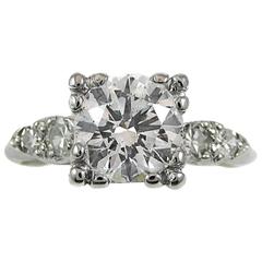 1.35 Carat GIA Cert Round Brilliant Diamond Platinum Ring 10