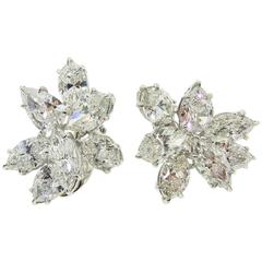 Diamond Platinum Cluster Earrings