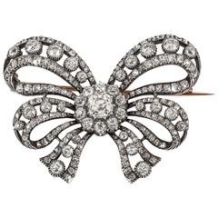 19th Century French Double Tied Diamond Set Fine Quality Bow Brooch 3