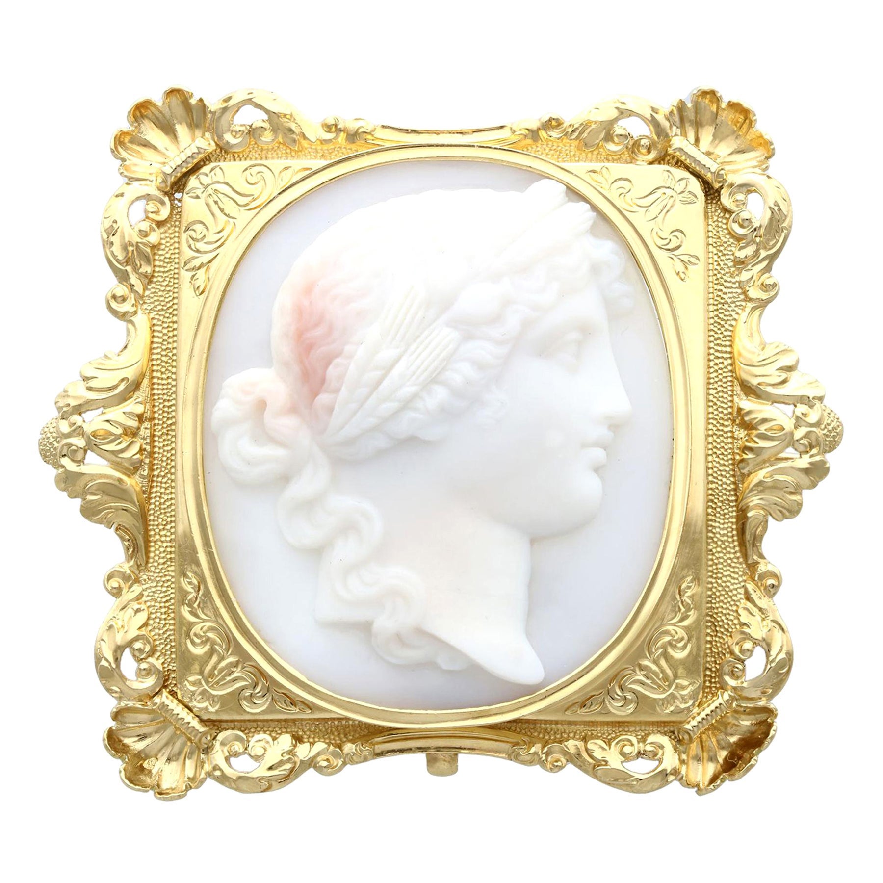 Broche Camée Vintage Or Jaune 9ct - Sculptée à La Main - 11.99g