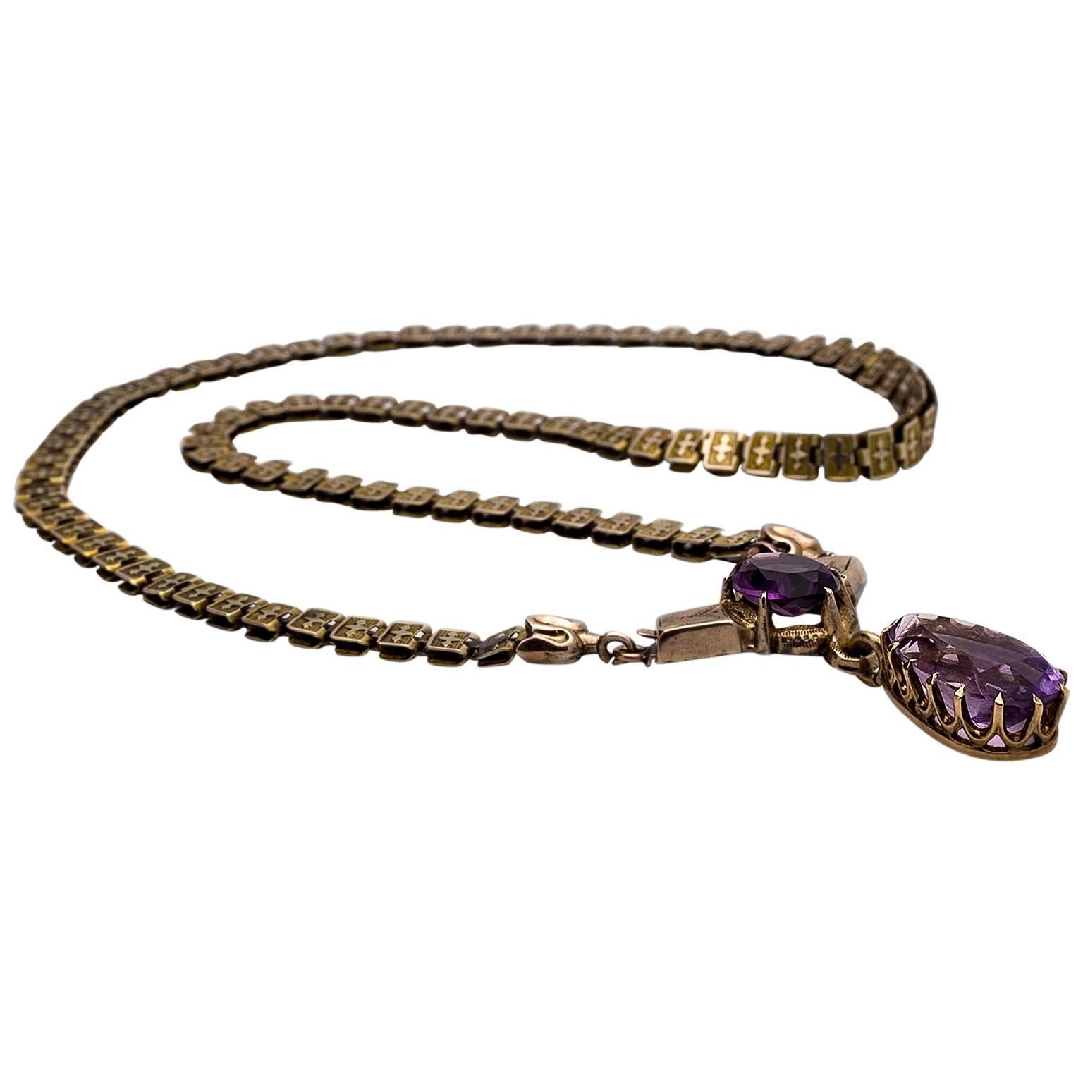 Victorian Amethyst Gold "Bookchain" Necklace