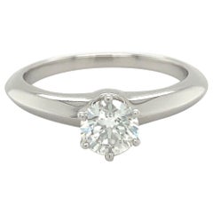 Tiffany & Co. Solitaire Engagement Ring .50 Ct GVVS2 in Platinum Excellent Cut