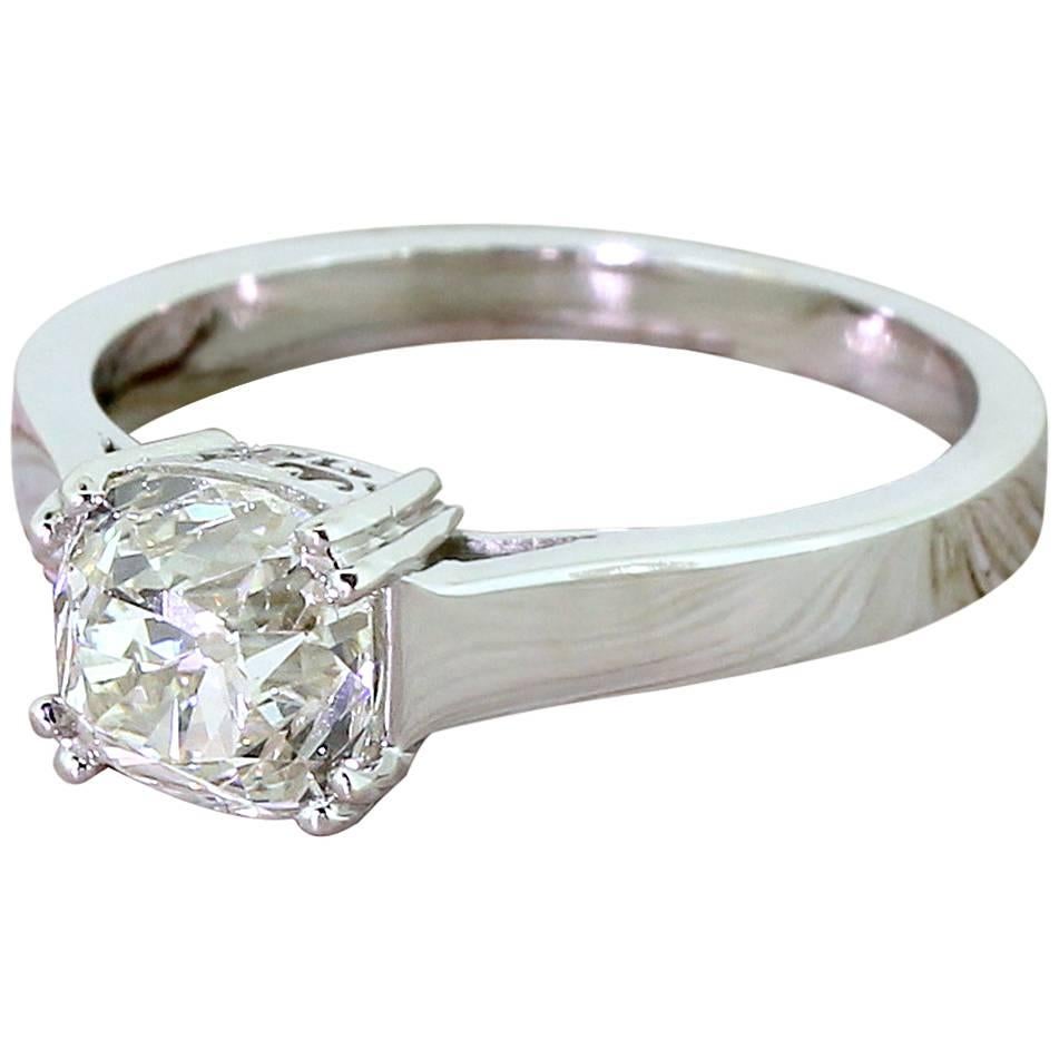 Art Deco 1.72 Carat Old Cut Diamond Engagement Ring, French