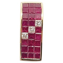 Ruby with Diamond Pendant Set in 18 Karat Gold Settings