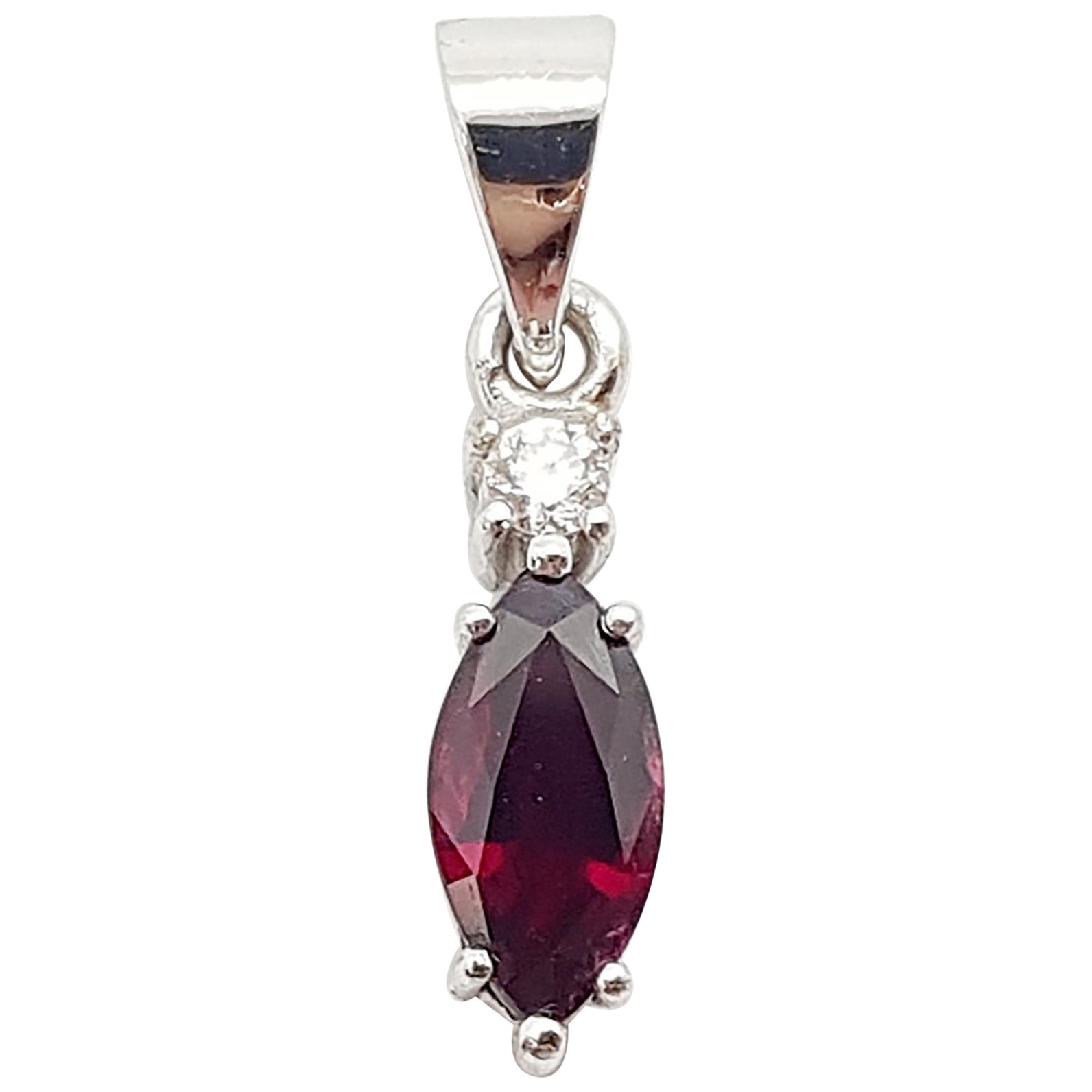 Ruby with Diamond Pendant Set in 18 Karat White Gold Settings