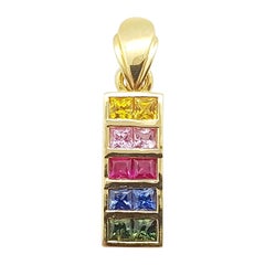 Rainbow Colour Sapphire Pendant Set in 18 Karat Gold Settings