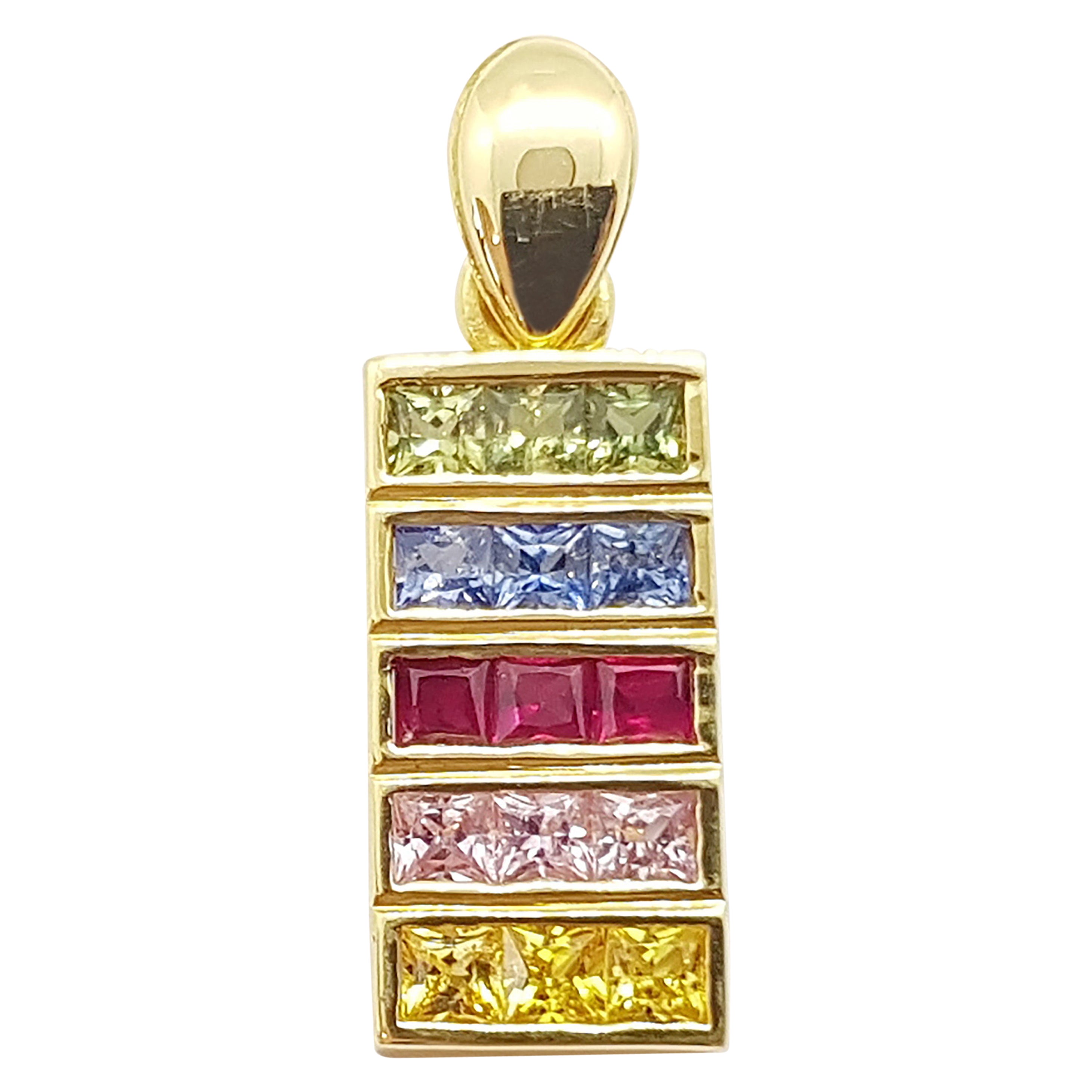 Rainbow Colour Sapphire Pendant Set in 18 Karat Gold Settings