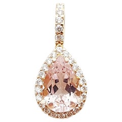 Morganite with Diamond Pendant Set in 18 Karat Rose Gold Settings