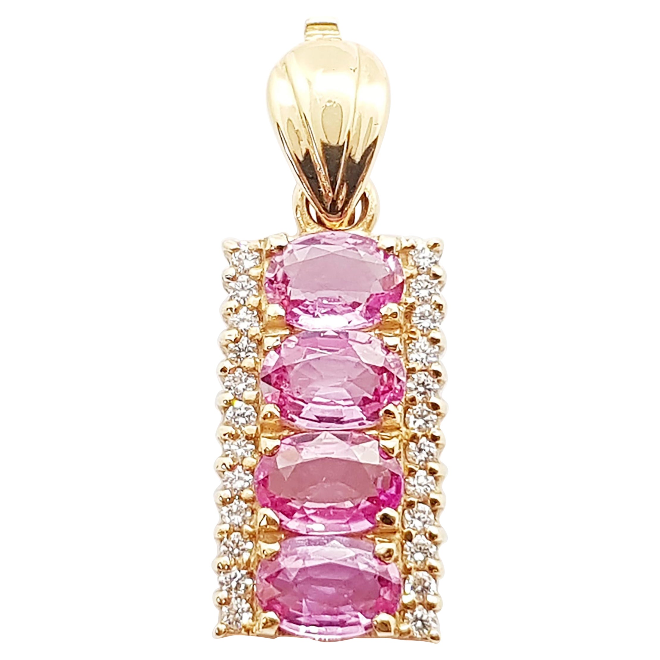 Pink Sapphire with Diamond Pendant Set in 18 Karat Rose Gold Settings