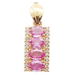 Pink Sapphire with Diamond Pendant Set in 18 Karat Rose Gold Settings