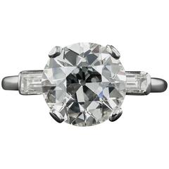 3.01 Carat GIA Cert Diamond Platinum Engagement Ring 4